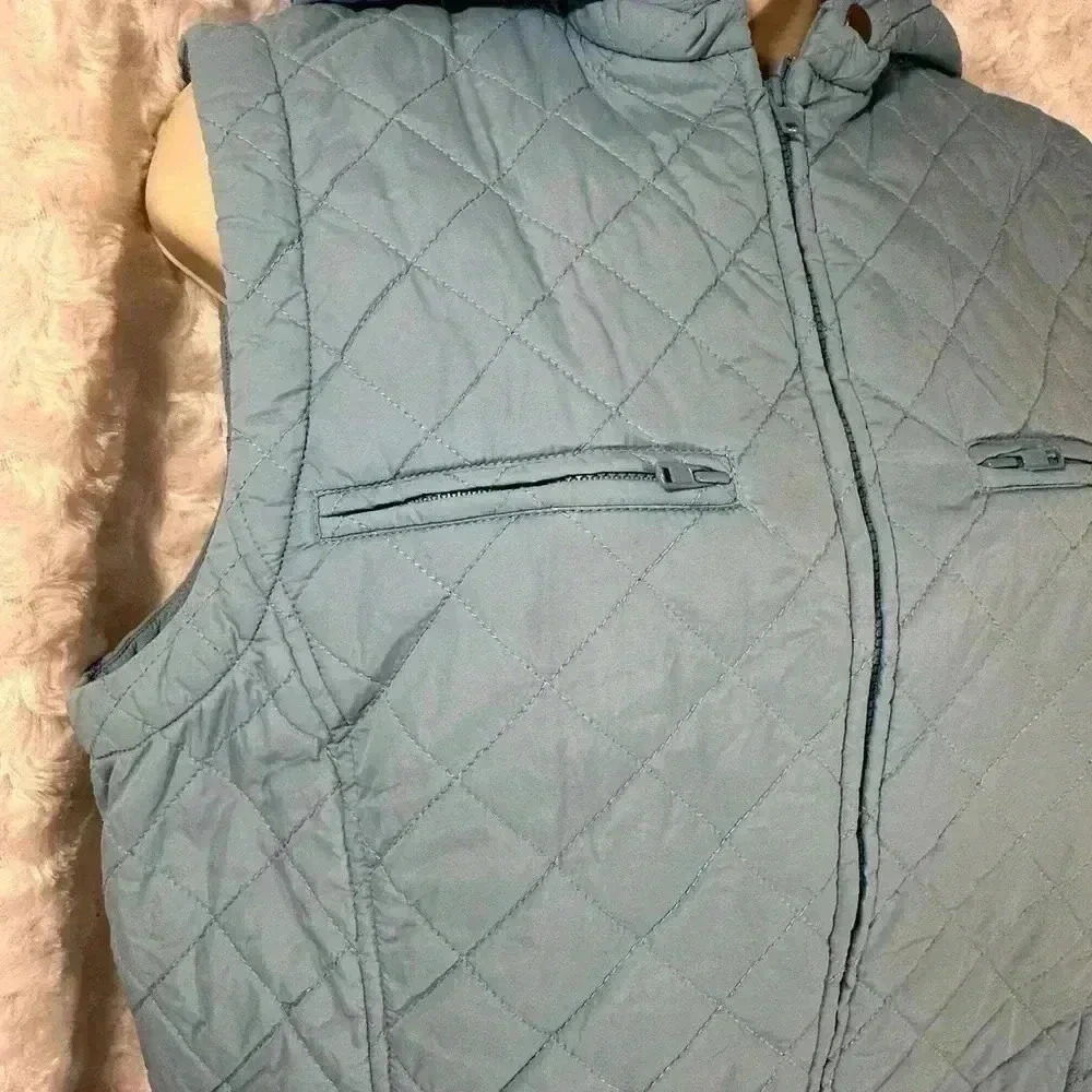 Sigrid‎ Olson Womens Lite Blue Hooded Quilted Vest - Picture 8 of 13